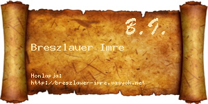 Breszlauer Imre névjegykártya